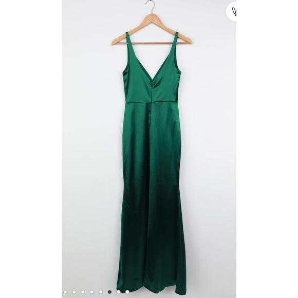 Lulus Melora Emerald Green Satin Sleeveless Maxi Dress - Picture 5 of 6